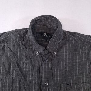 Consensus Windowpane Flannel Casual Button Up Shirt Mens Size Medium M Gray